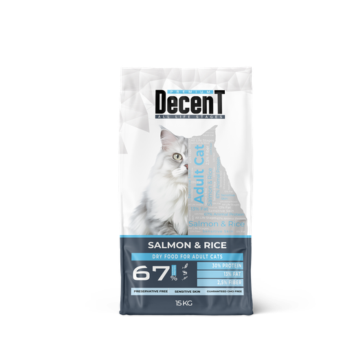 ADULT CAT SALMON & RICE 15 KG FOR SENSITIVE SKIN [DECENT] CAGATAY MADE IN TURKEY